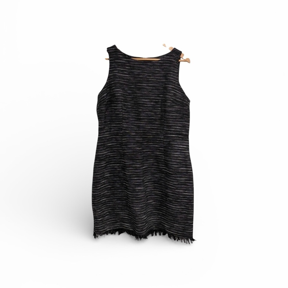 ALYX Elegant Black and White Women's Sleeveless Shift Dress Fringe Hem